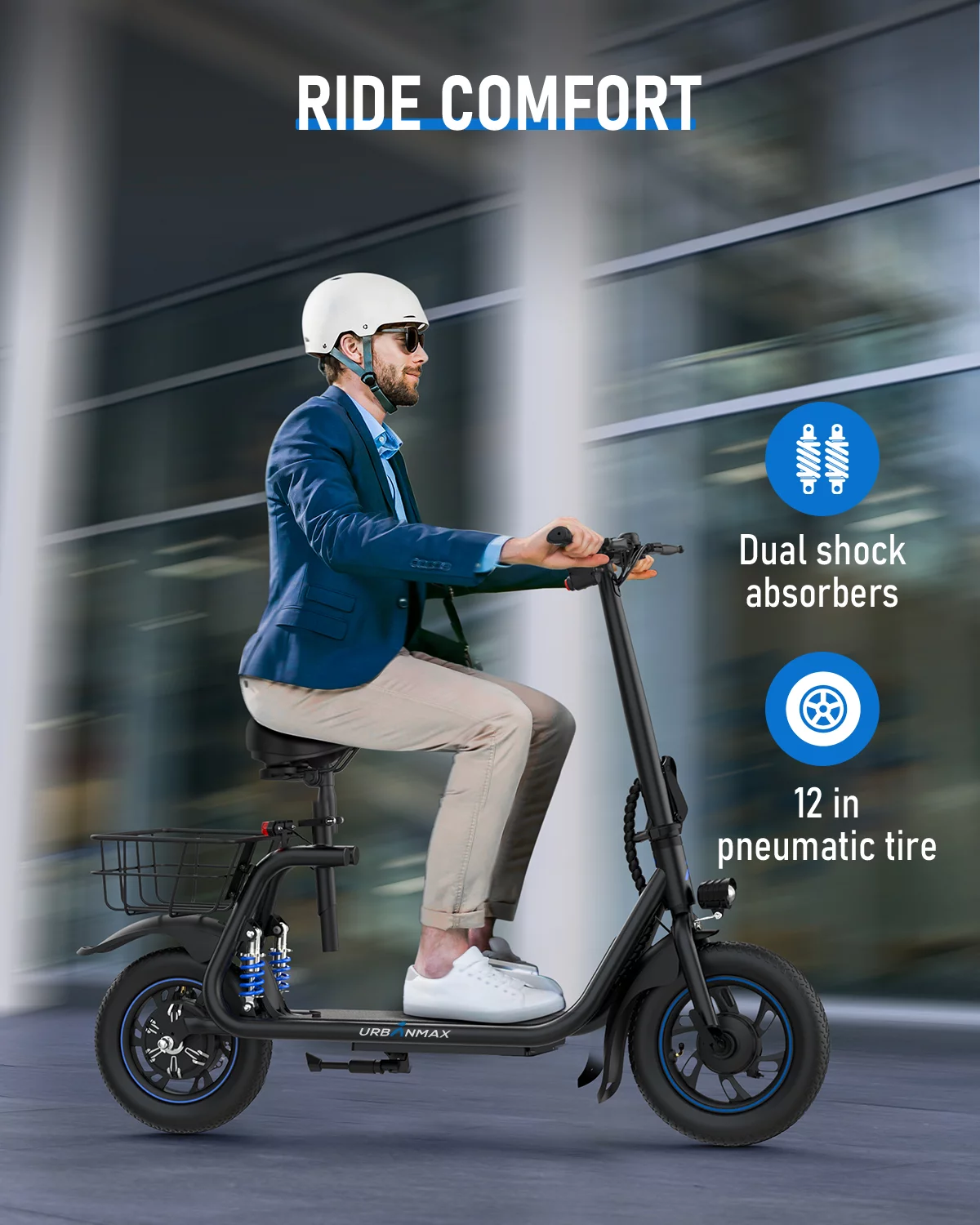 URBANMAX C1 Pro Electric Scooter Adults with Dual Shock Absorbers Up to 25 Miles 18.6MPH 450W Powerful Motor Folding Scooter Electric for Adults with