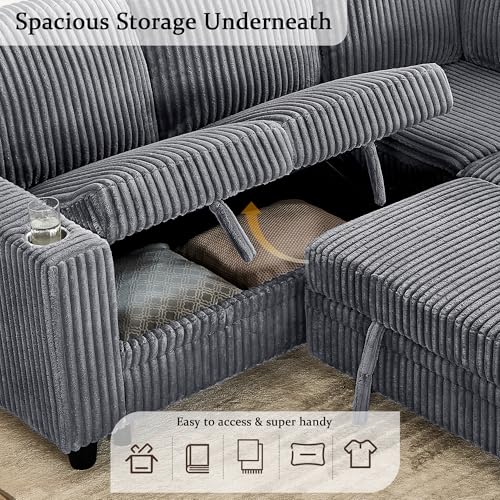L-Shaped Pull Out Sleep Sofabed,Modern Reversible Sleeper Sectional Sofa Chenille Upholstered Button Tufted Decor with Storage Chaise