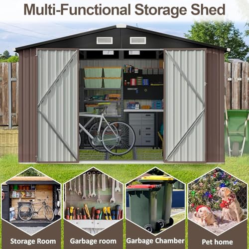 Aoxun 6.2x4 FT Shed Outdoor Storage Shed Metal Garden Shed with Lockable Doors & Slooping Roof Tool Shed Bike Shed for Backyard, Patio
