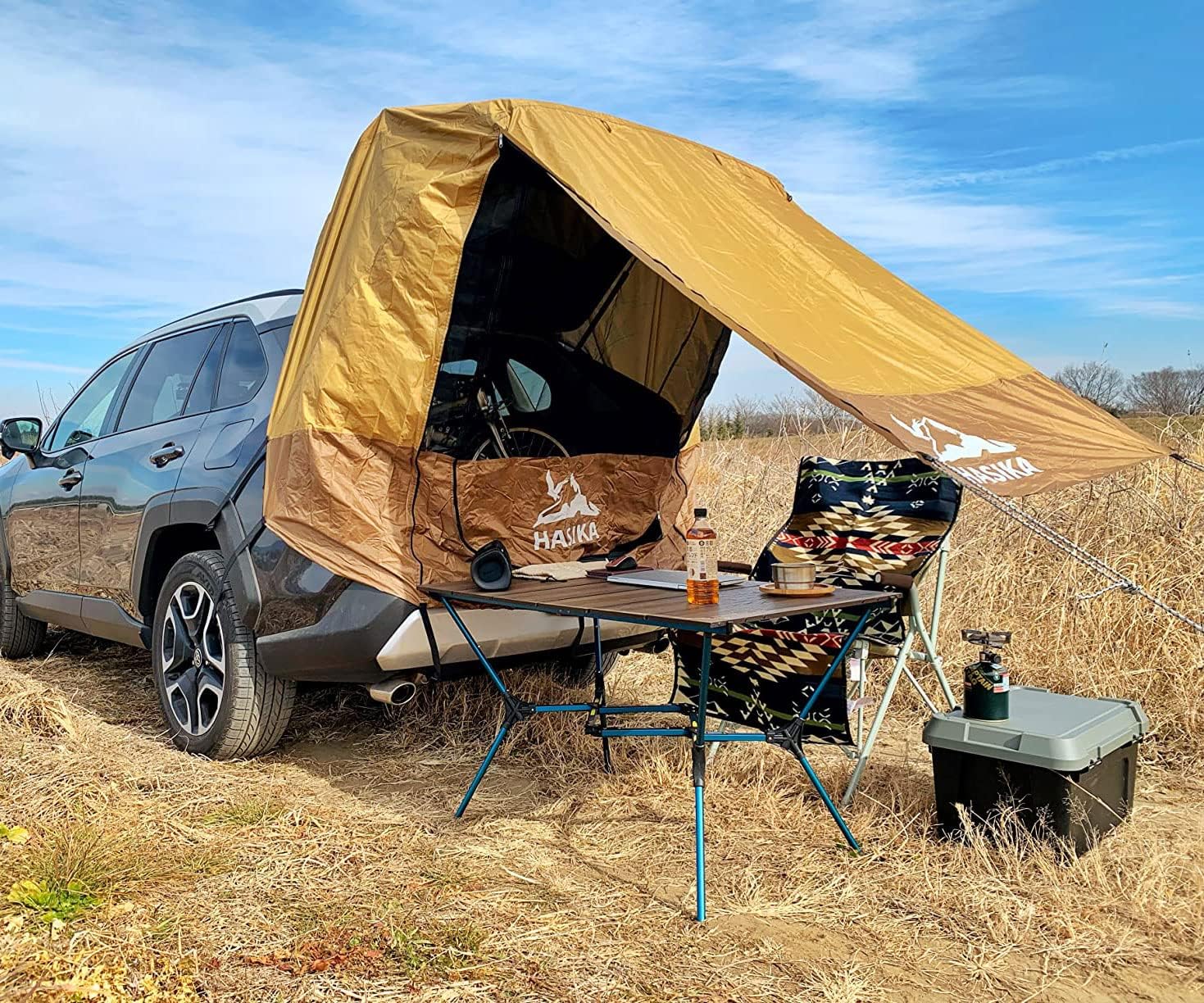 Tailgate Shade Awning Tent for Car Travel Small to Mid Size SUV Waterproof 3000MM Yellow (Small)