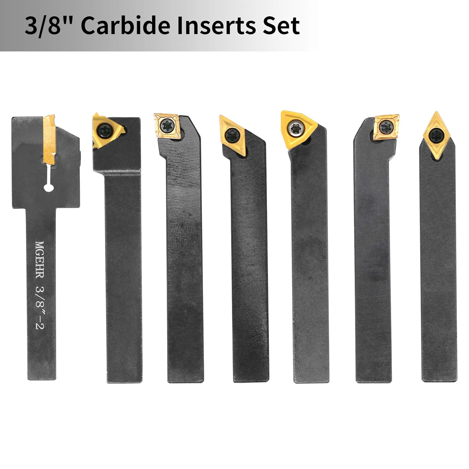 Indexable Lathe Turning Tool,1/2'' Shank 7 Pieces Carbide Turning Tool Set,Metal Lathe Tools Holder with Portable Case