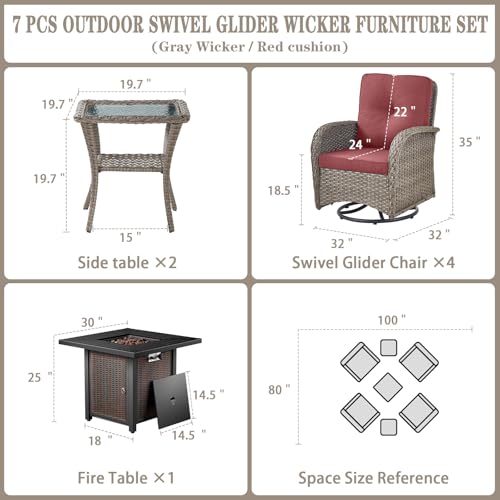 Patio Wicker Chairs Swivel Rocker - Outdoor Swivel Rocking Chairs Set of 2 with Rattan Side Table
