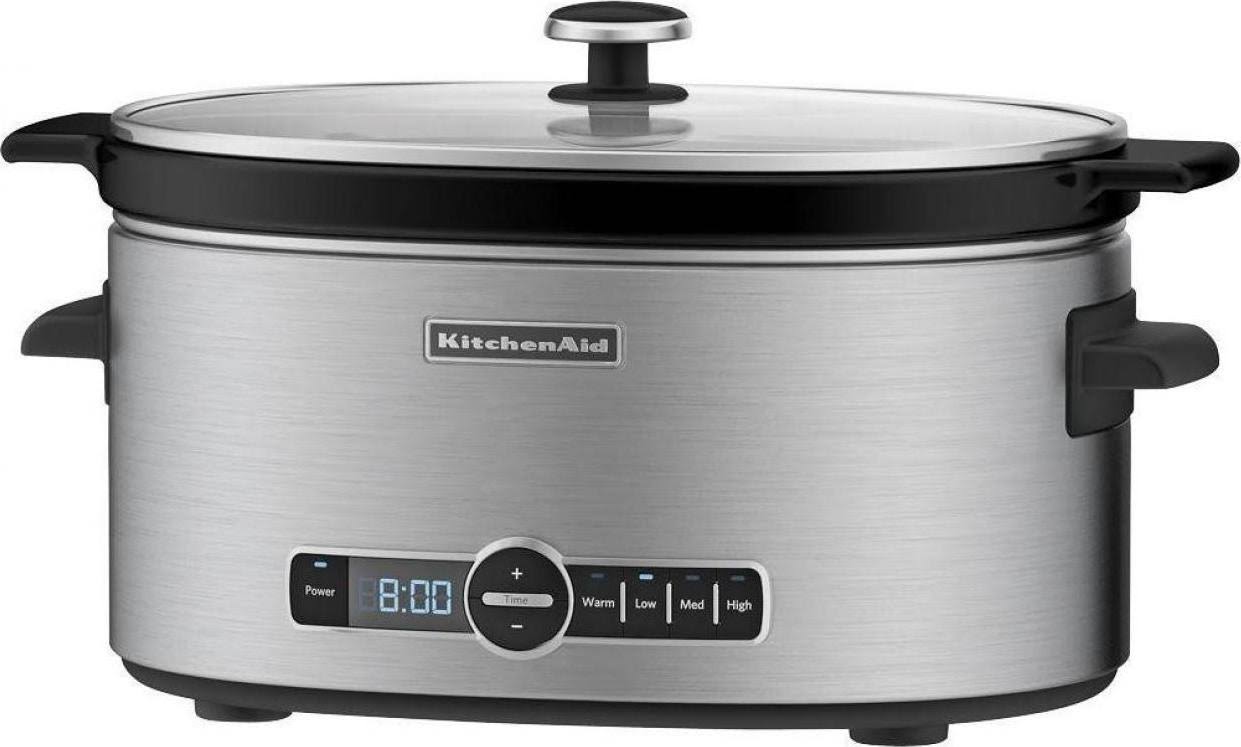 KitchenAid 6-Quart Slow Cooker with Solid Glass Lid, Stainless Steel