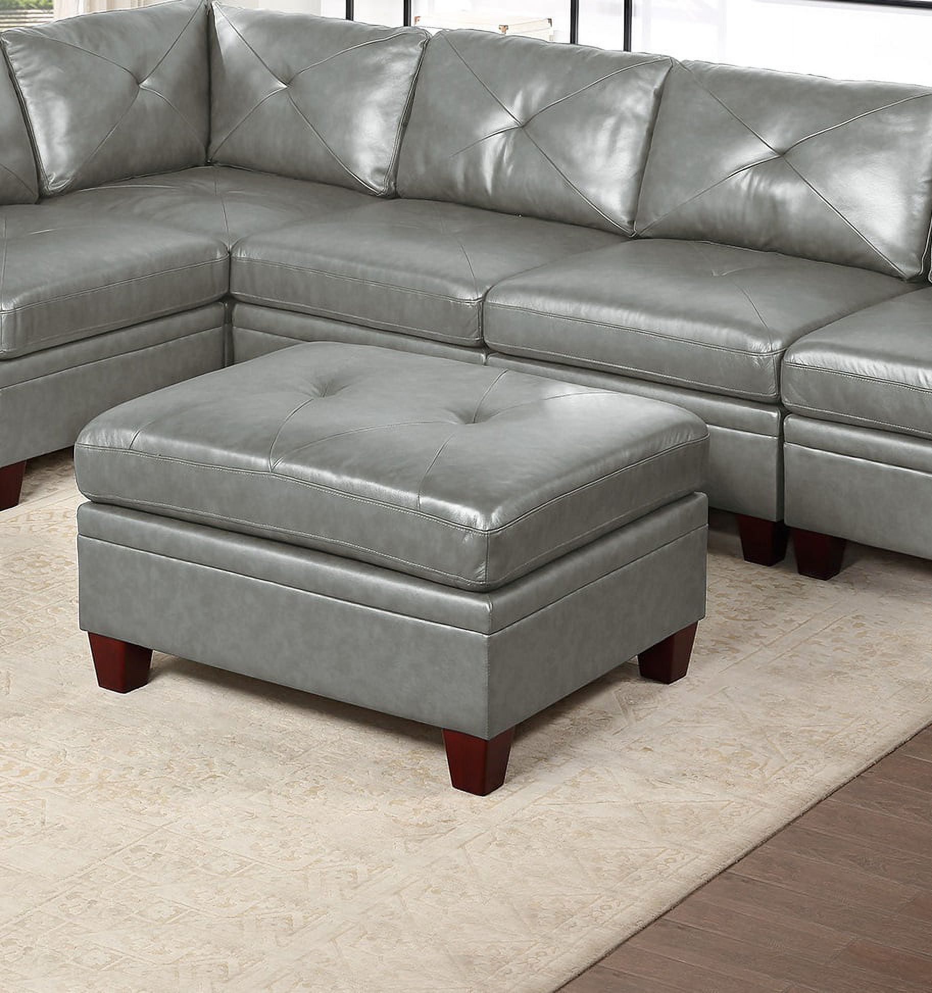 CoSoTower Contemporary Genuine Leather 1Pc Armless Chair Grey Color Tufted Seat Living Room Furniture