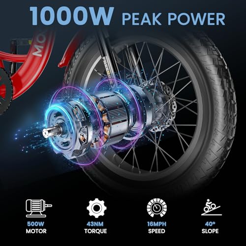 MOONCOOL Electric Tricycle for Adults, 20" x 4" Fat Tire Electric Trike, 48V 500W Motorized Electric Bicycle Bikes