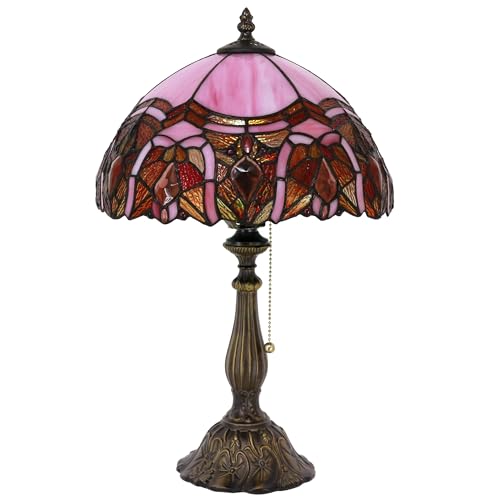 Tiffany Table Lamp Stained Glass Lamp 12X12X19 Inch Antique Reading Light (Sea Blue Pear)