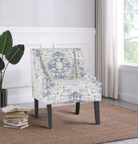 HomePop Velvet Swoop Arm Accent Chair, Suri Blue