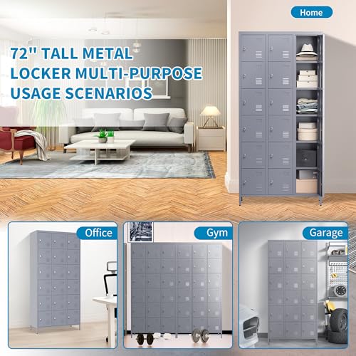 6 Doors Metal Lockers for Employees 72" H Storage Cabinet Lockable Locker with Shelves Steel Storage Locker for Gym School Office Home Requires