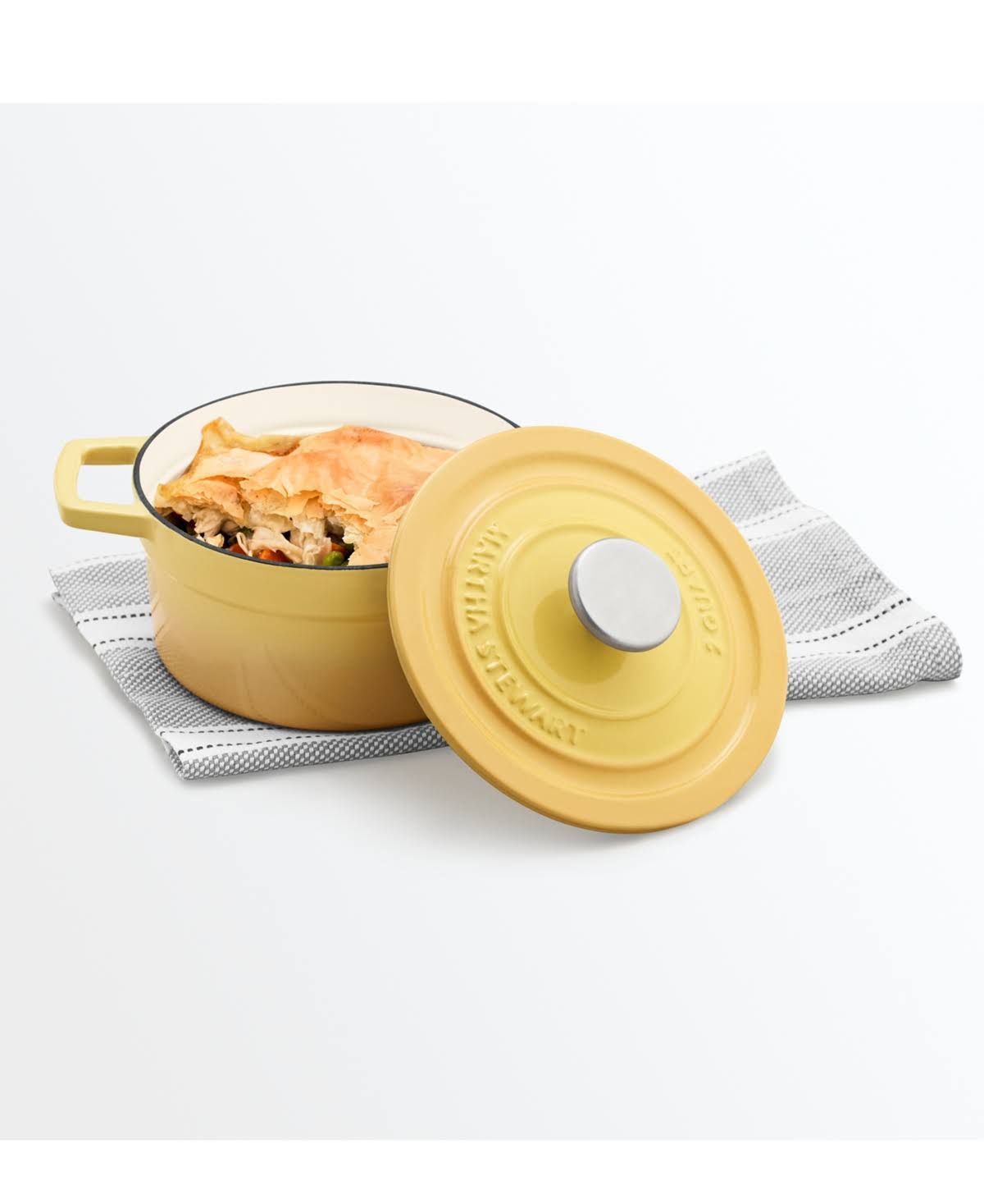Martha Stewart Collection Enameled Cast Iron 2-Qt. Round Covered Dutch Oven, Created for Macy&s - Lemon