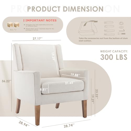 COLAMY Modern Wingback Living Room Chair, Upholstered Fabric Accent Armchair