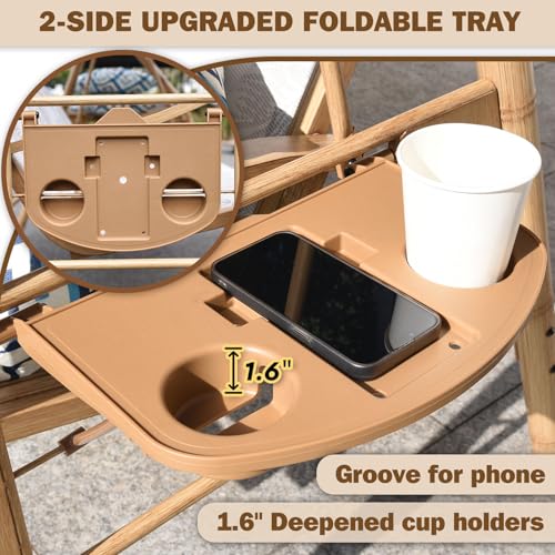 3 Person Patio Swing Outdoor Swing for Adults with Adjustable Canopy &Upgraded Cup Holders Textilene Fabric Porch Swing Chair with Stand Heavy Duty