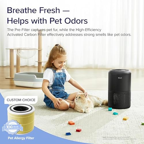 LEVOIT Air Purifiers for Home Bedroom, HEPA Sleep Mode, AHAM VERIFIDE, Smart WiFi for Home Large Room, Quiet Cleaner for Pet Hair, Allergies, Dust