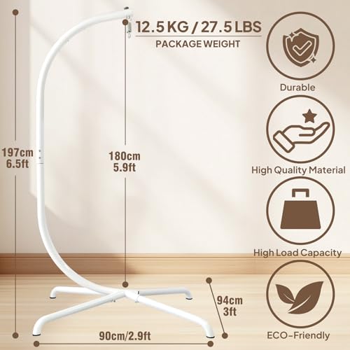 Chihee Egg Chair Foldable Wicker Rattan Hanging Chair Swing Chair Indoor Outdoor Patio Wicker Chair Hammock Chair with Stainless Steel Hanging Kit