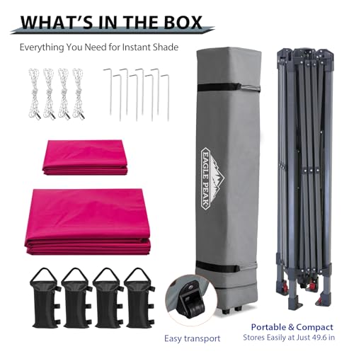 EAGLE PEAK 13x13 Straight Leg Pop Up Canopy Tent Instant Outdoor Canopy Easy Single Person Set up Folding Shelter w/Auto Extending Eaves 169 Square