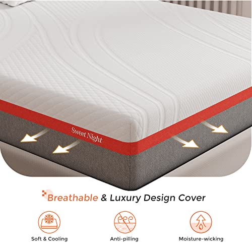 Sweetnight King Size Mattress, 10 Inch Cooling Gel Memory Foam Mattress in a Box, Foam Mattress with Flippable Design for Comfortable Sleep & Support