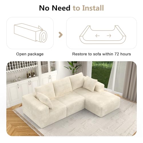 108" Modular Sectional Sofa with L-Shape Chaise, Upholstered Couches for Living Room with Deep Seat, No Assembly Required