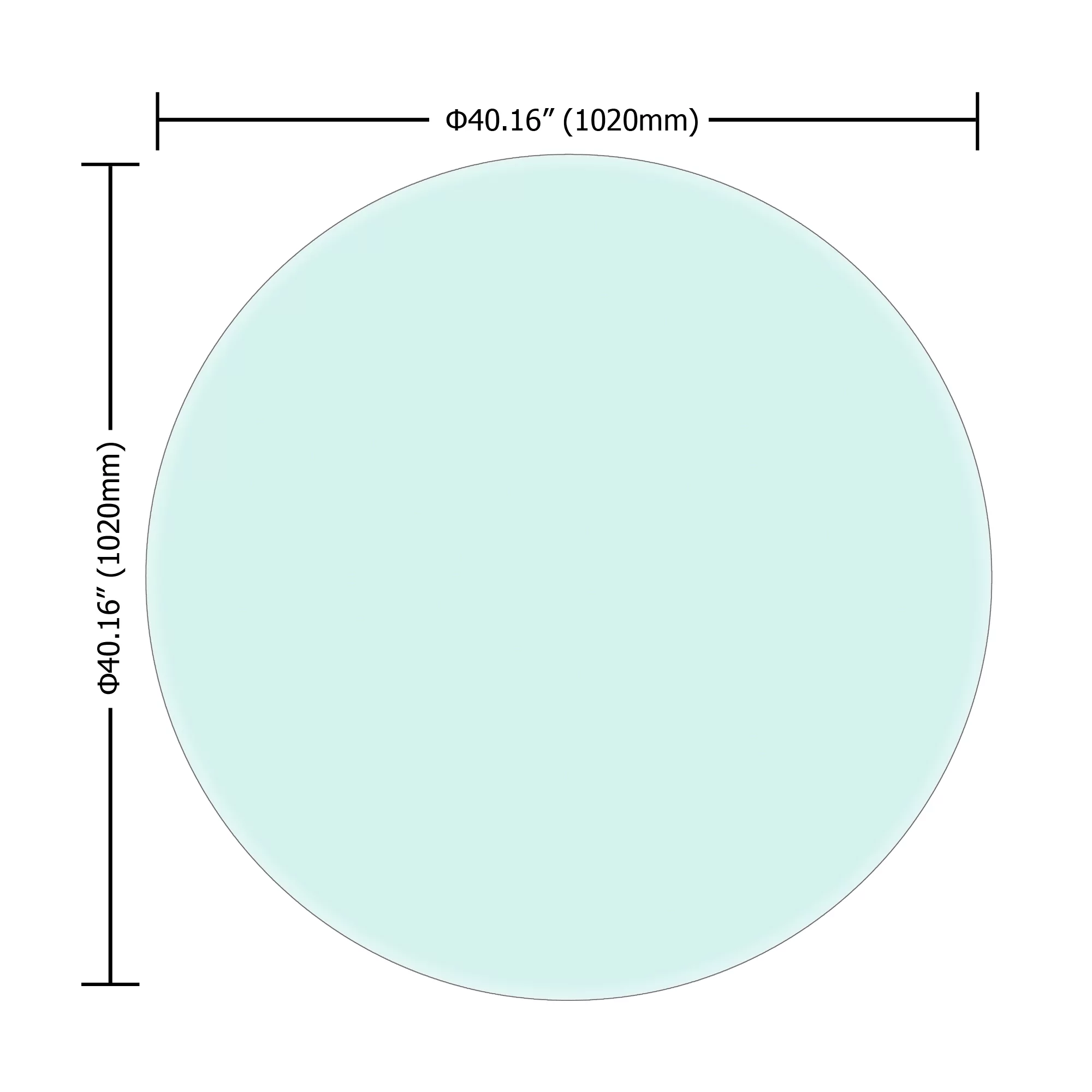 40'' Modern Round Tempered Glass Table Top, Clear Glass 2/5" inch Thick Beveled Polished Edge