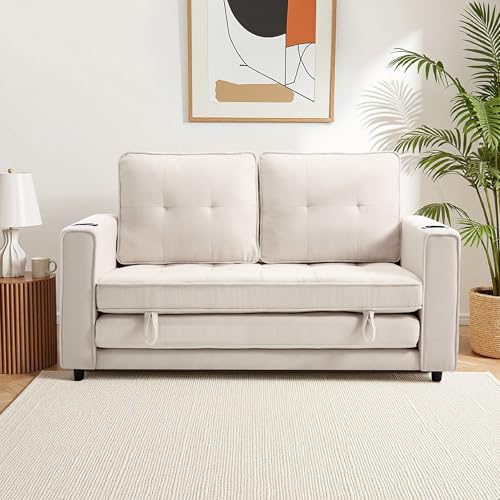 Loveseat Sleeper Sofa Bed for Living Room - Modern Comfy Convertible Futon Couches- Folding Couch Bed for Small Spaces