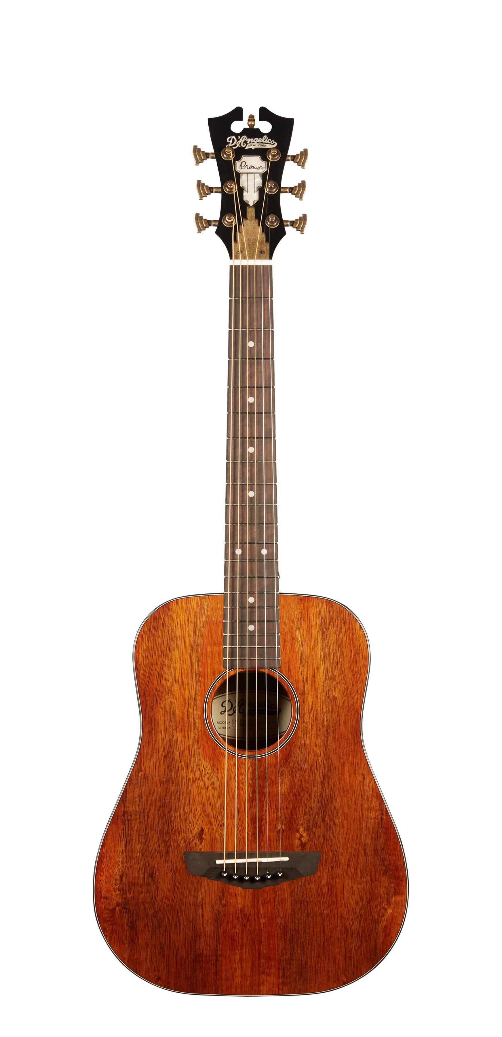 D&Angelico Premier Utica Koa Mini Acoustic Guitar Natural