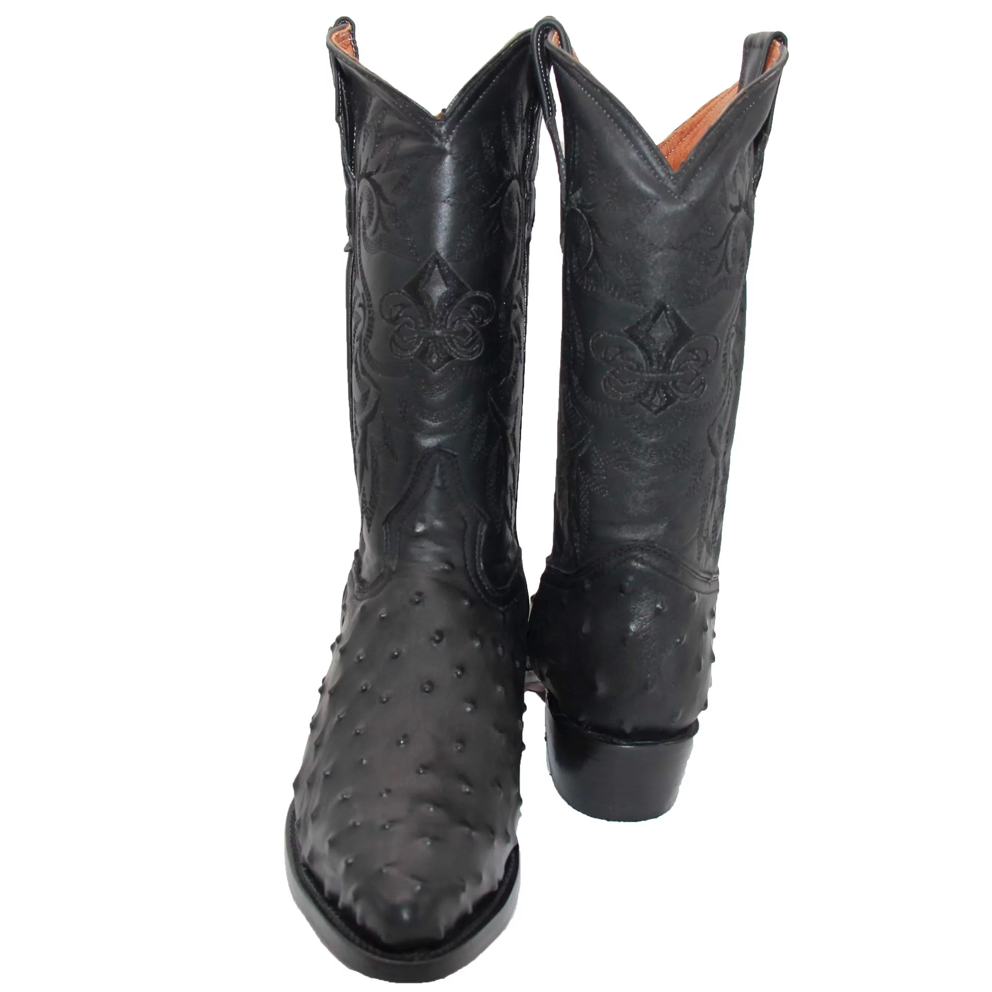 The Western Shops Men’s Leather Ostrich Quill Print Cowboy J Toe Boot
