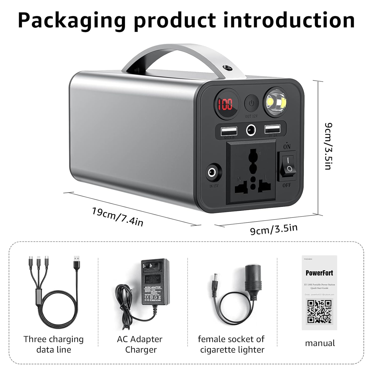Portable Power Station, Rechargeable Back up Generators for Home use, 150WH Camping Battery with Dual 110V/150W AC Outlet
