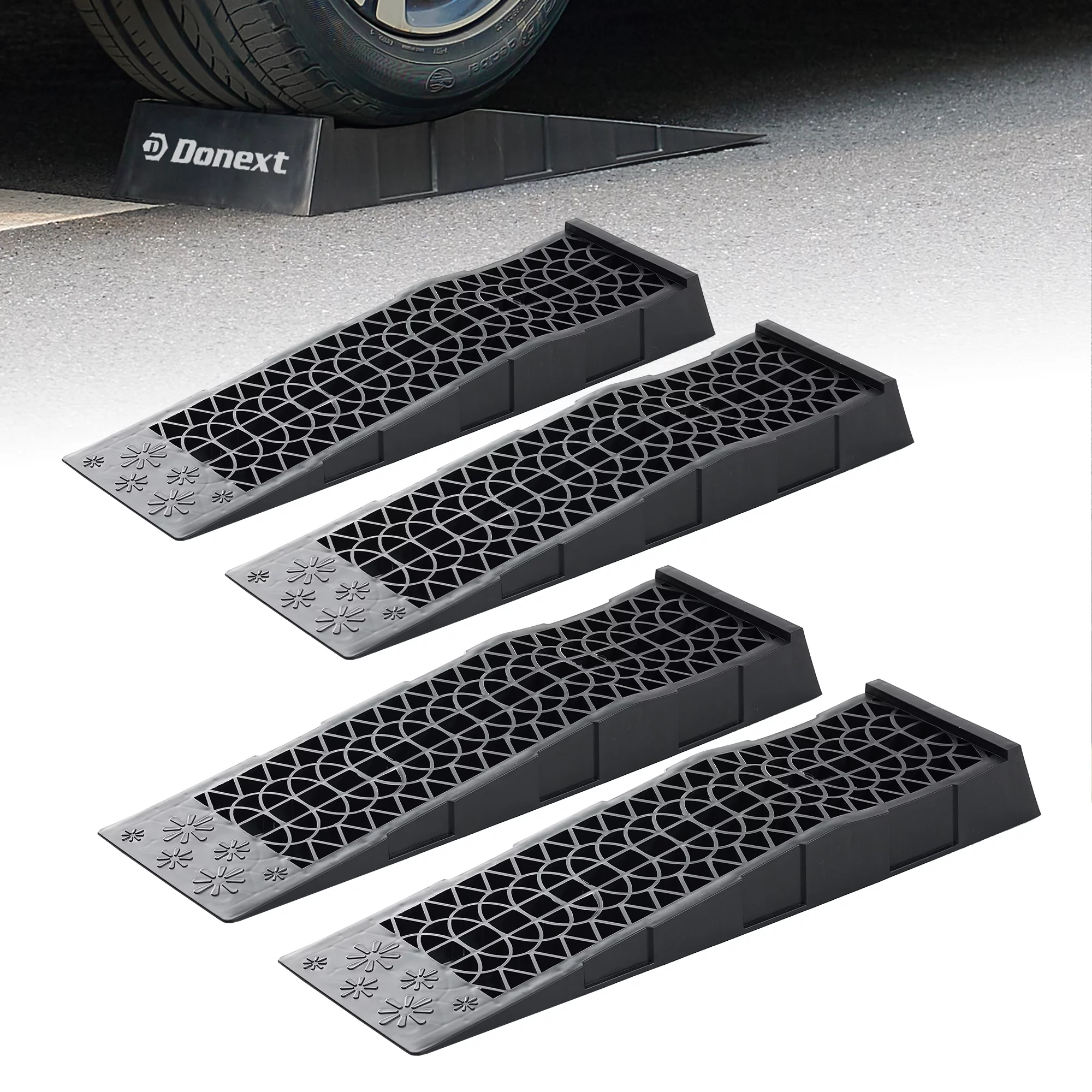 Donext Low Profile Plastic Car Service Ramps 6 Ton Heavy Duty Truck Vehicle Ramps for Oil Changes& Maintenance- 4 Pack - Curated Treasures Market