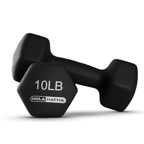 HolaHatha Neoprene Dumbbell Free Hand Weight Set with Rack, Ideal for Home Exercises to Gain Tone and Definition