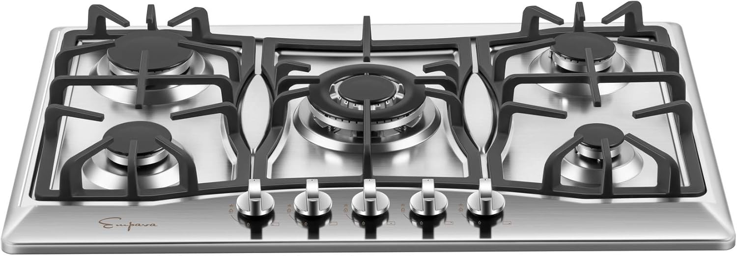 Empava Electric Stove Induction Cooktop Vertical with 2 Burners in Black Vitro Ceramic Smooth Surface Glass 120V, 12 Inch