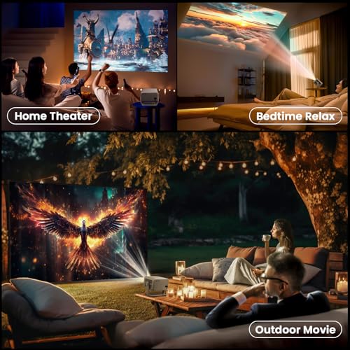 【Netflix Officially Licensed & Auto Image Set-up】Smart Projector with WiFi and Bluetooth,600 ANSI Native 1080P Voice Control Outdoor Movie Projector