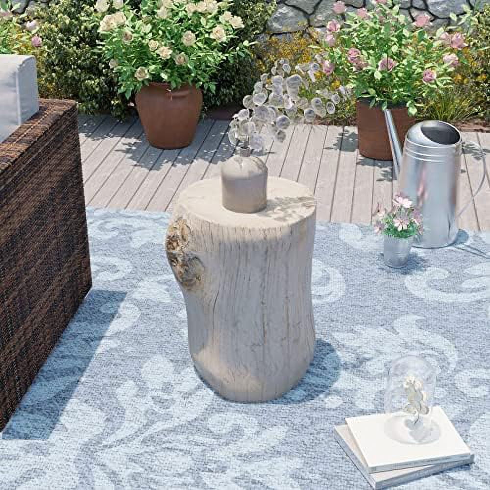xrboomlife Rustic Stump Side Table  Brown Wood-Look End Table  Stump Accent Side Table Stool for Living Room
