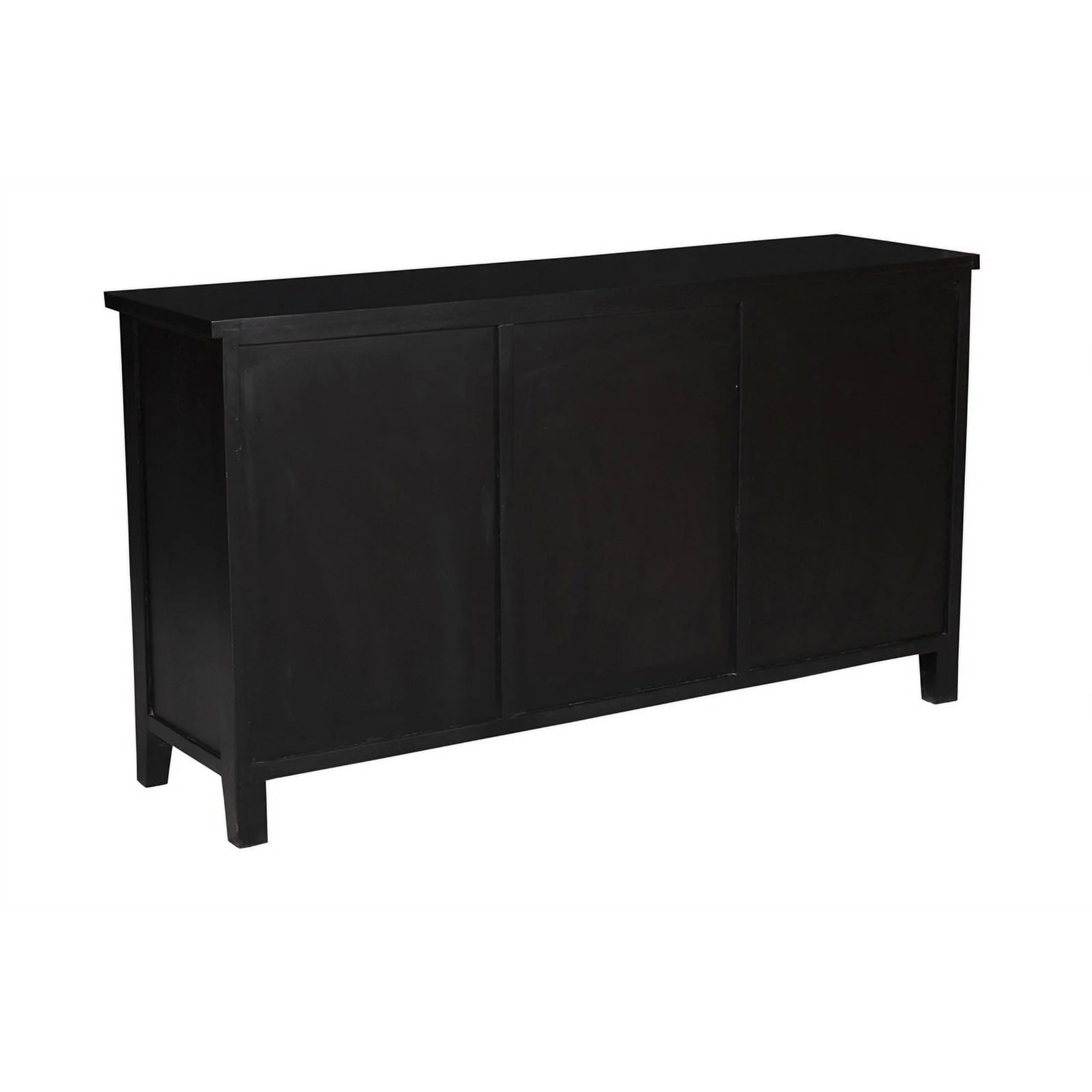 Pemberly Row Contemporary Solid Wood Sideboard in Black Finish