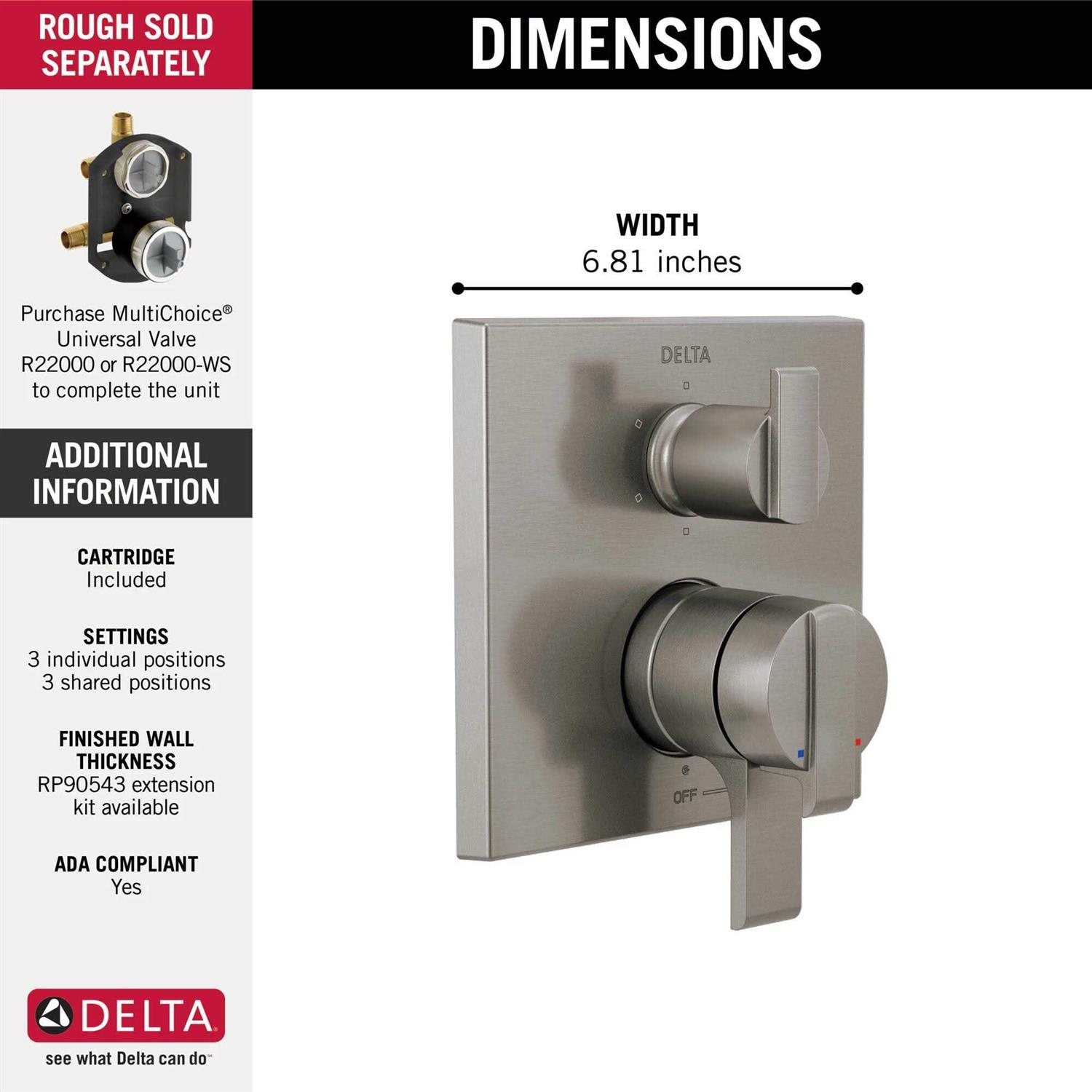 Delta Ara Angular Modern Monitor 17 Series Valve Trim with 6-Setting Integrated Diverter T27967-SS - Shop Hardware Tools Online Store