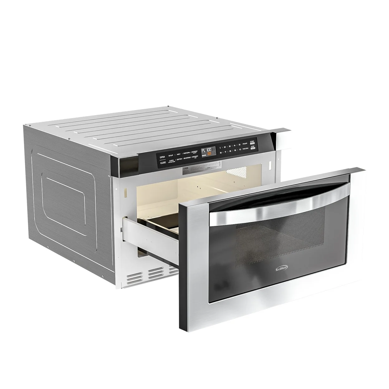24 in. Stainless-Steel Microwave Drawer, Wall-Mounted with Flat Bottom, 1.2 Cu. Ft. (KM-MD-1SS)