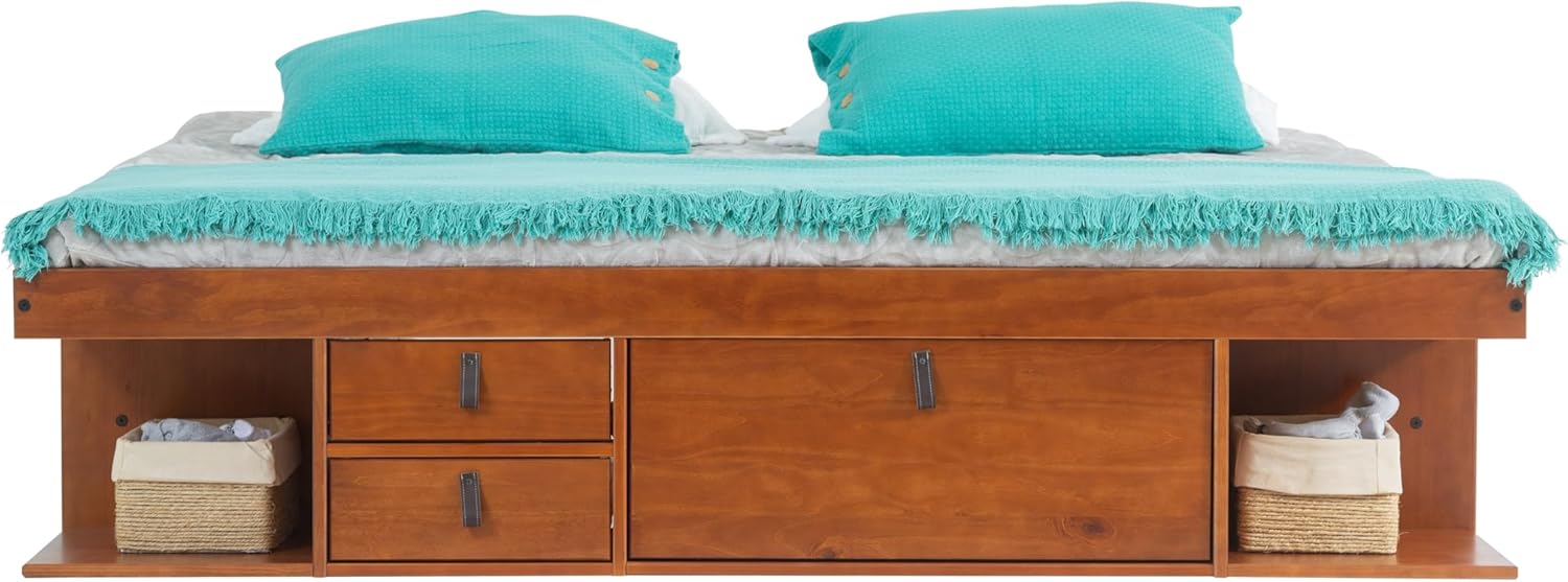 memomad Bali Bed - King Storage Platform Sturdy Wooden Bed Frame with Drawers & More - Solid Pine Wood - Noise Free - No Box Spring Needed
