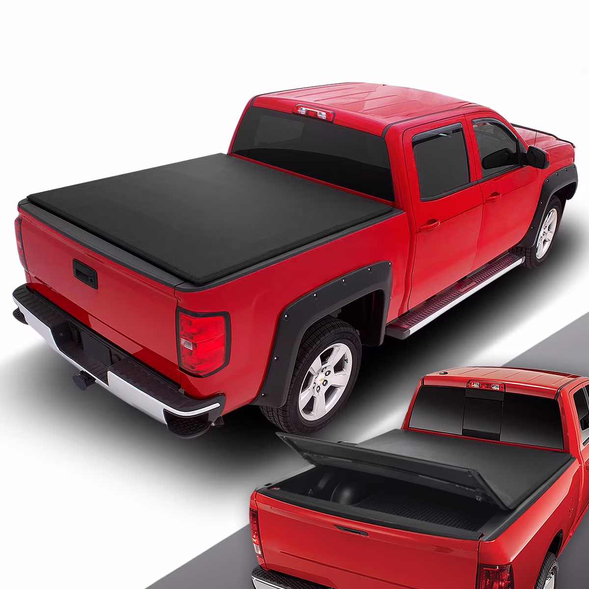 DNA Motoring TTC-TRISOFT-051 For 1989 to 2004 Toyota Pickup Tacoma 6'Bed Styleside Soft Top Tri-Fold Adjustable Tonneau Cover
