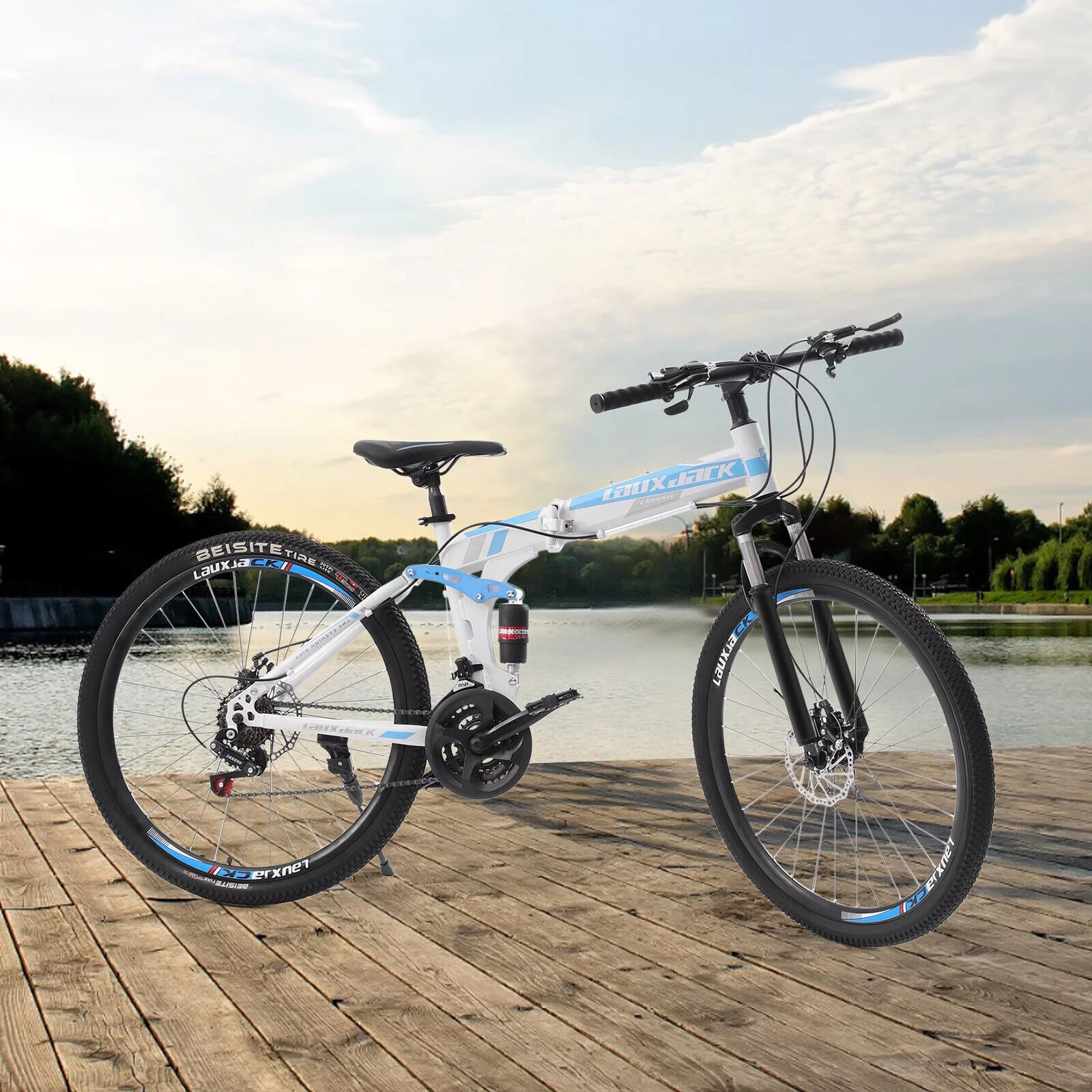26 inch Foldable Mountain Bike 21 Speed Full Suspension Folding Bicycles with High-Carbon Steel