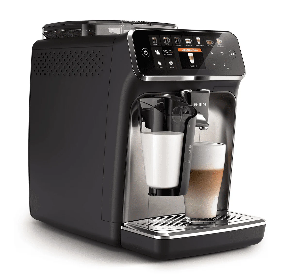 Restored Philips 5400 LatteGo Superautomatic Espresso Machine, Black - EP5447/94 (Refurbished)