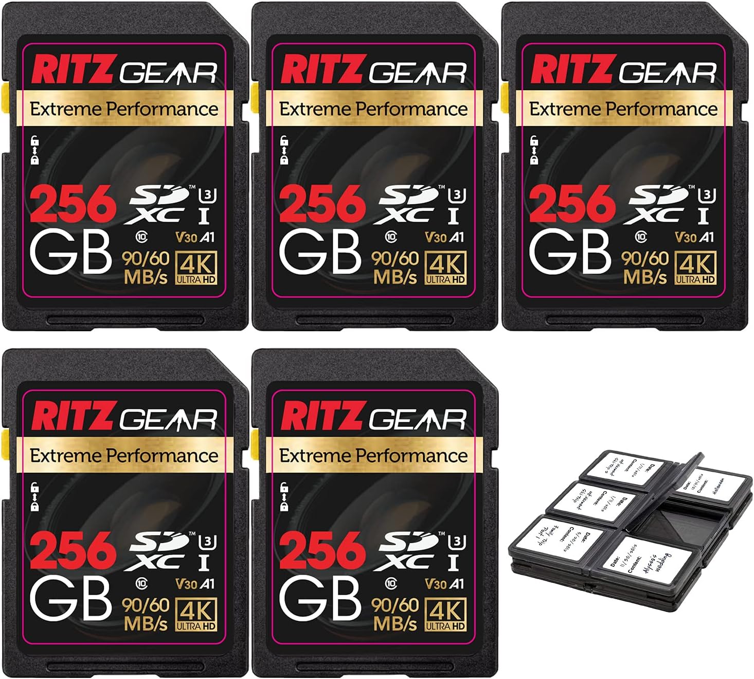 RITZ GEAR Extreme Performance HighSpeed UHS-I SDXC 128 GB 90/60 MB/S U3 A1 C10 V30 MemoryCard(2 Units) Designed for SDDevices That can Capture Full