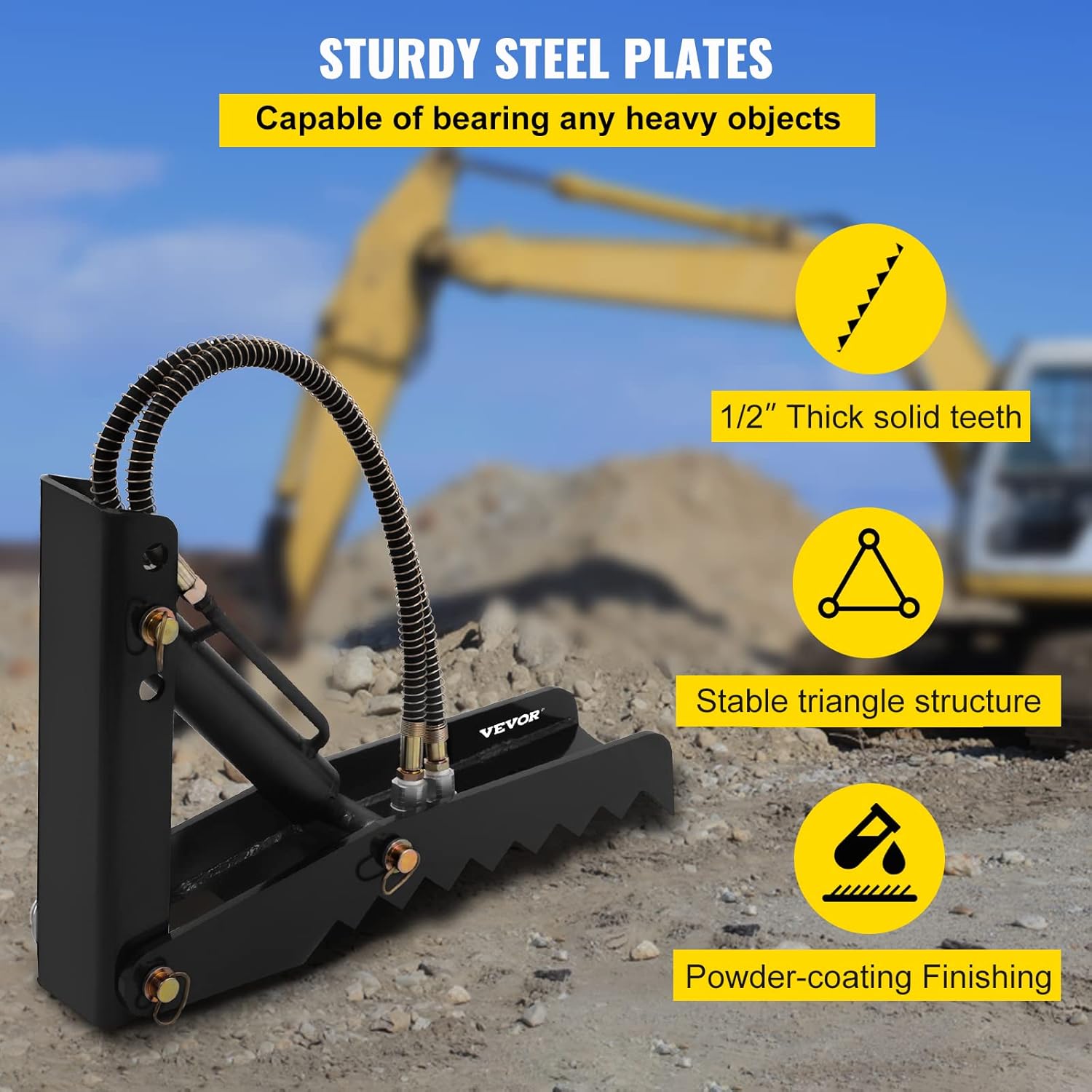 VEVOR Backhoe Thumb 21 inch Hydraulic Backhoe Excavator Thumb Attachments Weld On with Hydraulic Cylinder