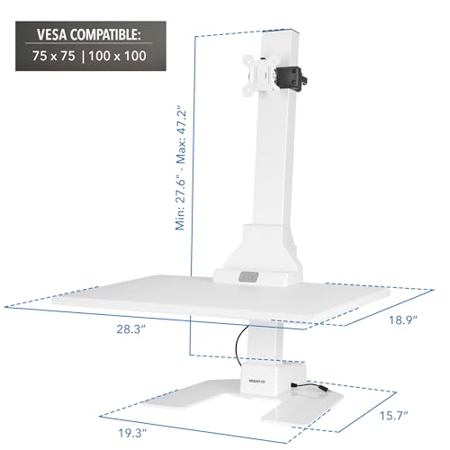 Mount-It! Electric Standing Desk Converter - Motorized Sit-Stand Desk Riser with Monitor Mount