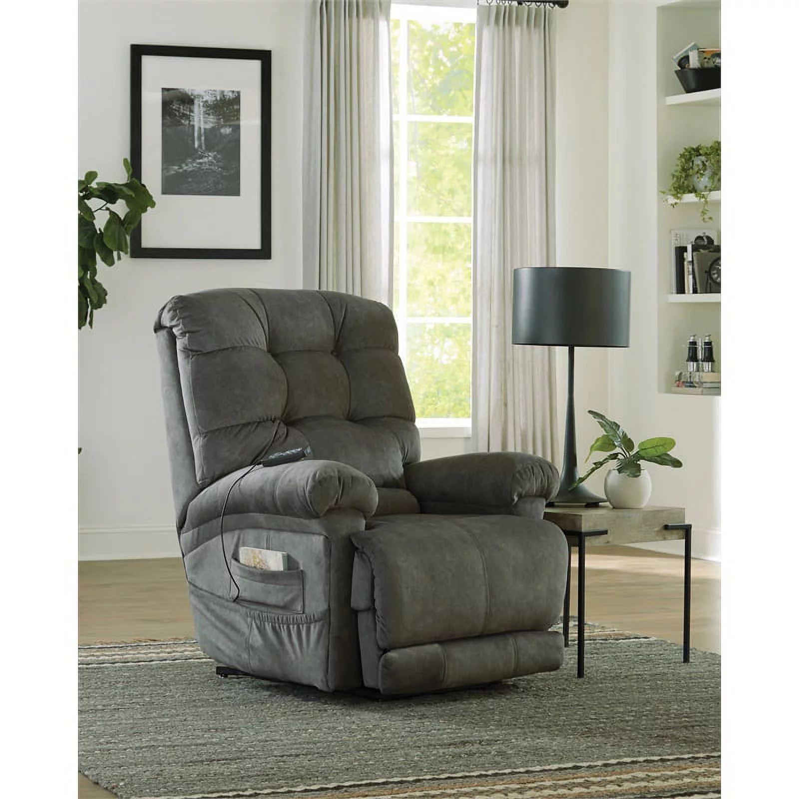 Catnapper Release Power Lift Recliner with Zero Gravity Recline in Gray Fabric