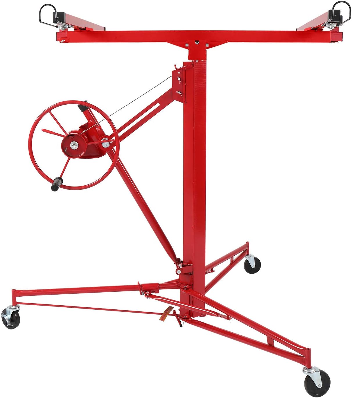 VINGLI 11 FT Drywall Lift Portable Sheetrock Lift Rolling Panel Hoist Jack Lifter Construction Tools with Adjustable Telescopic Arm Lockable Caster