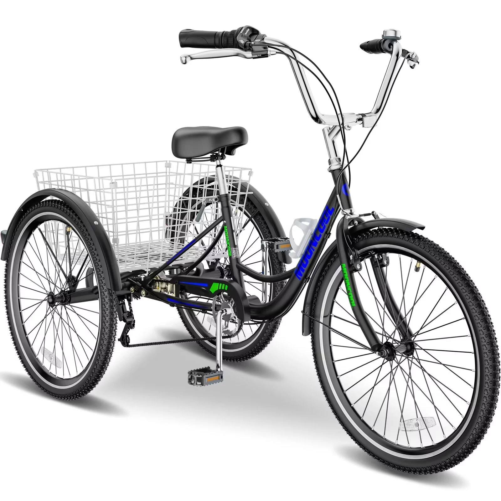 FICISOG 26 Adult Tricycle, 3 Wheel 7 Speed Bikes,450lbs Capacity Cruise Trike with Shopping Basket