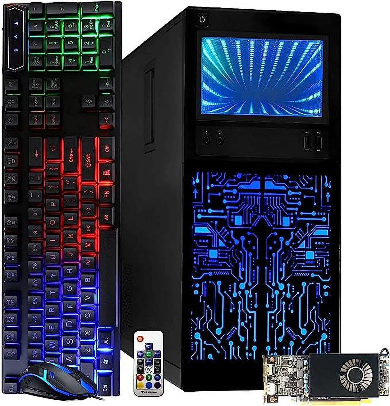 Restored Gaming PC Desktop Intel core i7, TechMagnet Horizon+ with GT-730 4GB DDR5, 16GB RAM, 256GB SSD, HDMI, DVI, VGA, RGB Keyboard, Mouse, Wi-Fi