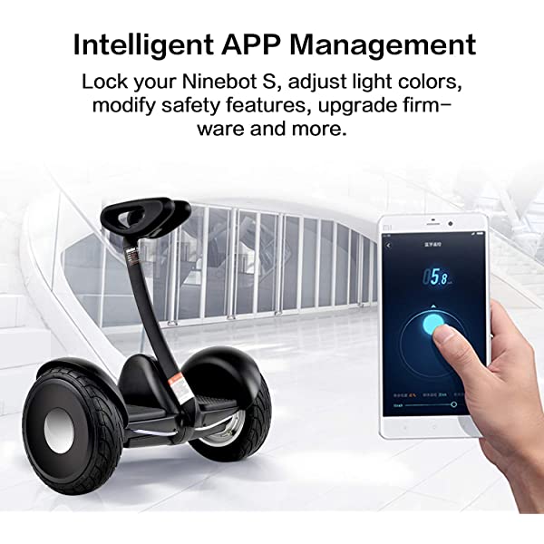 Segway Ninebot S and S-Max Smart Self-Balancing Electric Scooter with LED Light, Powerful and Portable, Compatible with Gokart kit Ninebot S, Black