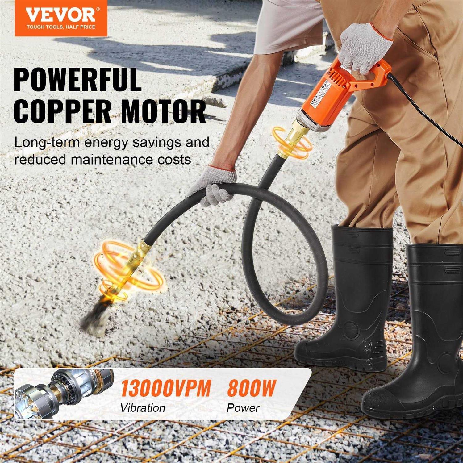 VEVOR Handheld Concrete Vibrator 800W Electric Vibrator 13000 Vpm Electric Concrete Vibrating Tool - Shop Hardware Tools Online Store