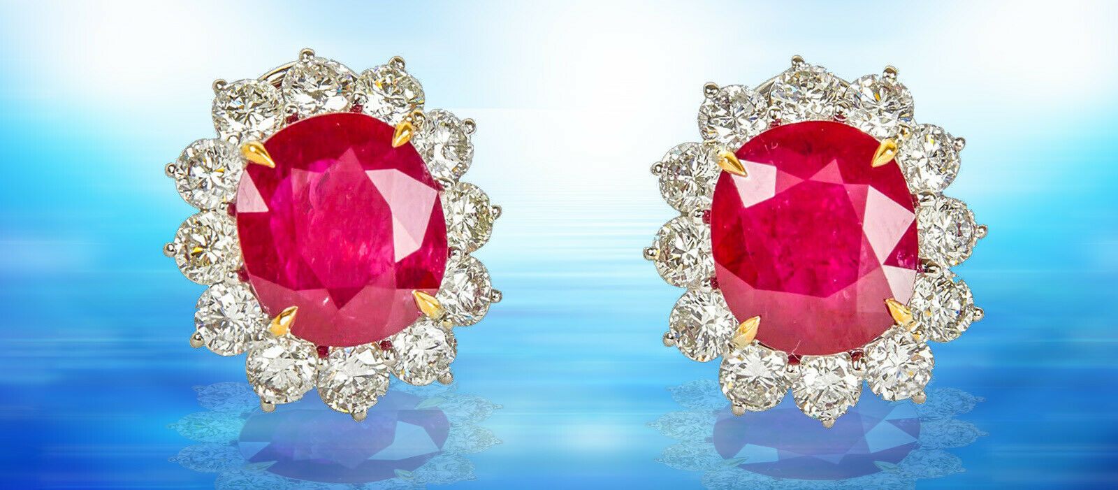 GIA CERTIFIED RUBIES OVAL SHAPE DIAMOND ROUND BRILLIANT SHAPE EARRING