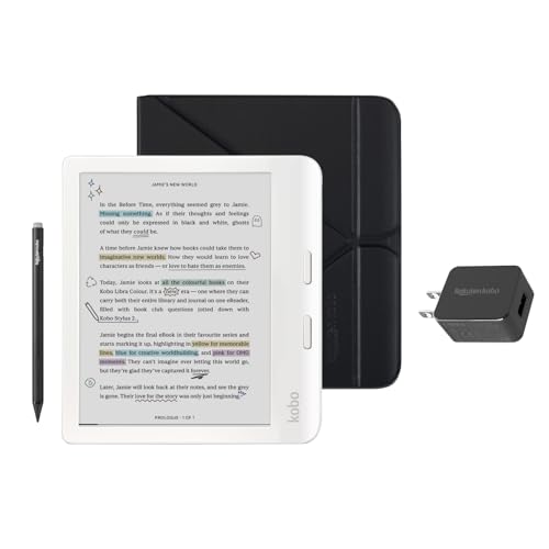 Kobo Libra Colour White eReader with Case Bundle