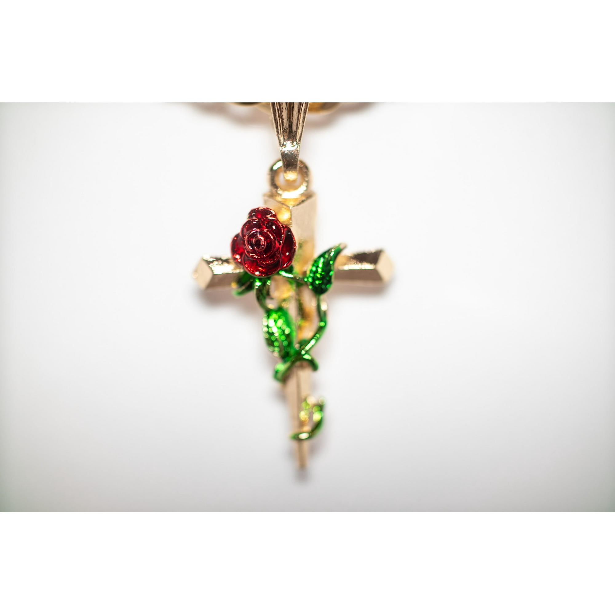 14K Bonded Gold Cuban Chain with Rose Cross Charm, Best Unisex Christmas Gift for Women, Men, Girlfriend, Boyfriend, Her, Bestfriend