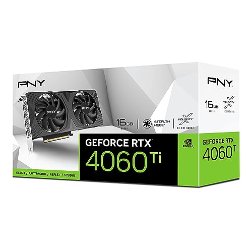 PNY GeForce RTX&trade; 4060 Ti 8GB Verto&trade; OC Dual Fan Graphics Card DLSS 3 (128-bit, PCIe 4.0, GDDR6, HDMI/DisplayPort, Supports 4k, 2 Slot)